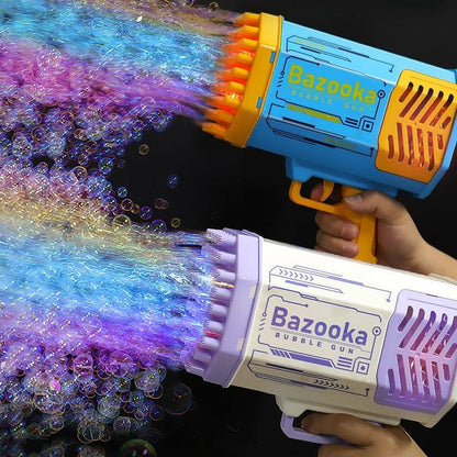 Bubble Gun Rocket 69 Holes Soap Bubbles Machine Gun Shape Automatic Blower With Light Toys For Kids Pomperos - US Style Inc.