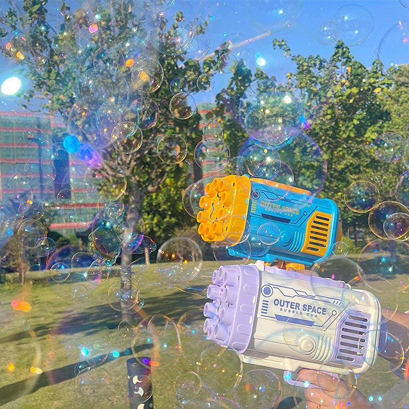 Bubble Gun Rocket 69 Holes Soap Bubbles Machine Gun Shape Automatic Blower With Light Toys For Kids Pomperos - US Style Inc.