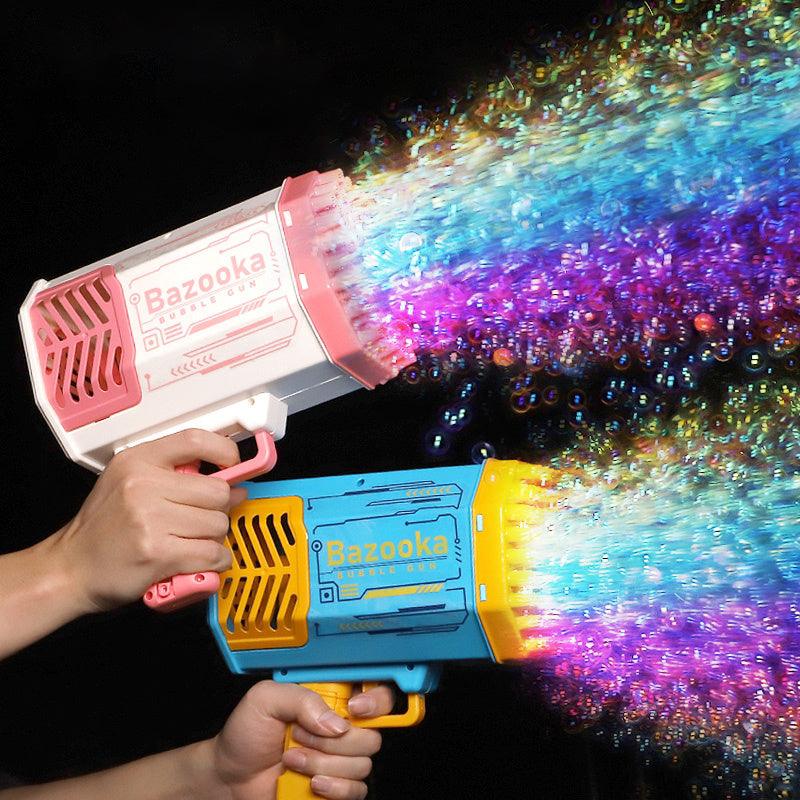 Bubble Gun Rocket 69 Holes Soap Bubbles Machine Gun Shape Automatic Blower With Light Toys For Kids Pomperos - US Style Inc.