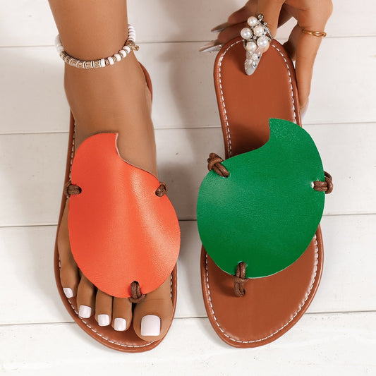 Casual Color-Matching Clip-Toe Sandals