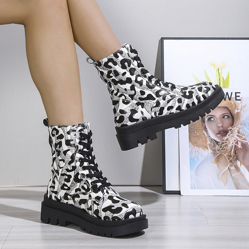 Leopard Martin Boots