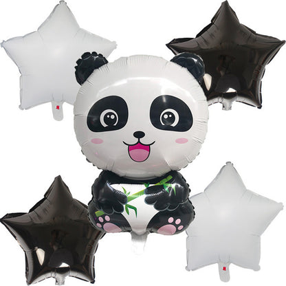 Panda Aluminum Film Balloon Combination Cartoon Panda Birthday Party Balloon Decoration Children's Birthday Balloon Cross Border Hot Sale