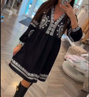 Retro Loose Autumn Clothing Long Sleeve Dress