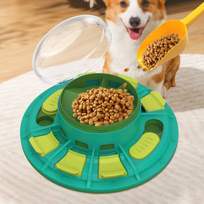 Challenge & Chow! Interactive Puzzle Feeder for Smarter, Slower Eating Dogs - US Style Inc.