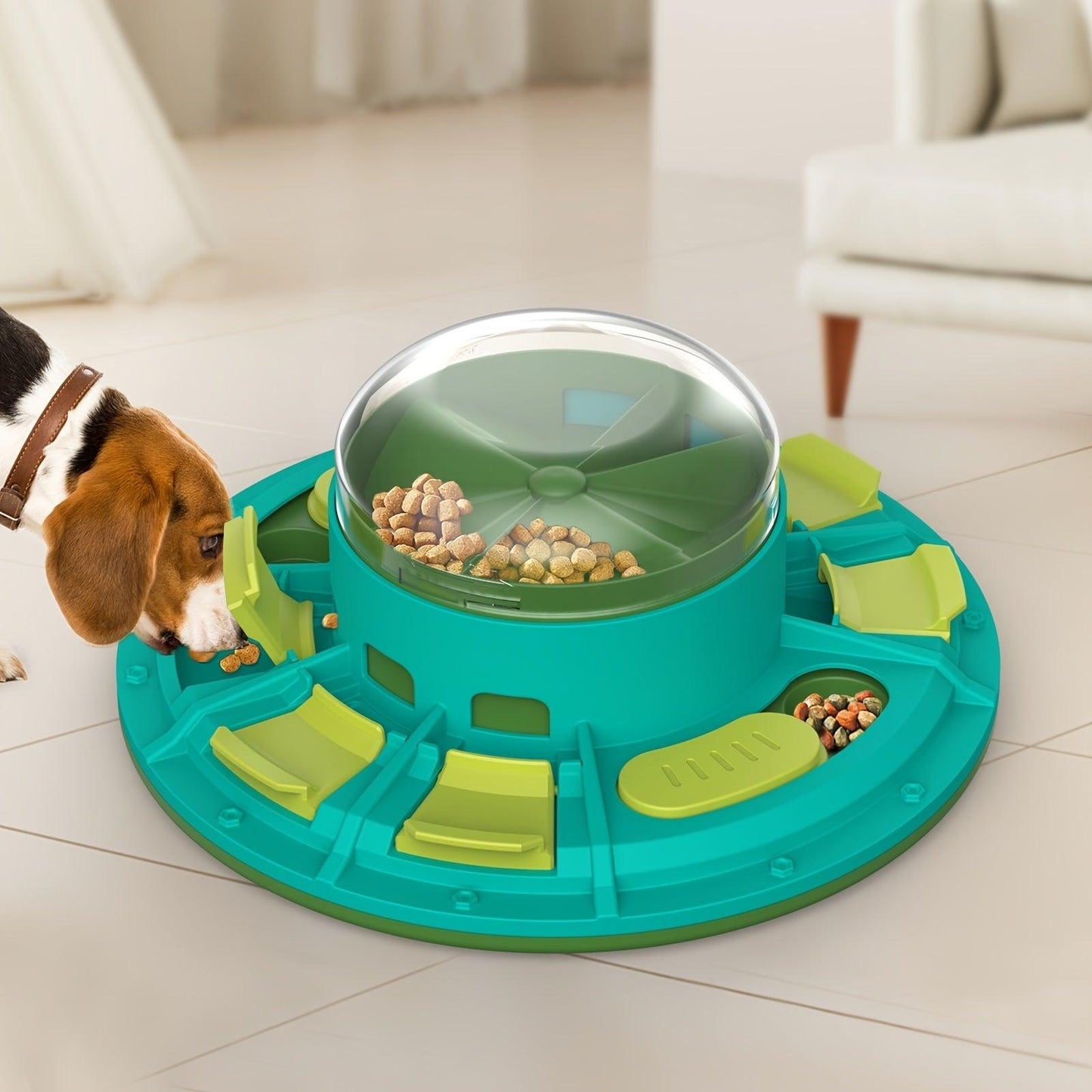 Challenge & Chow! Interactive Puzzle Feeder for Smarter, Slower Eating Dogs - US Style Inc.