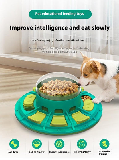 Challenge & Chow! Interactive Puzzle Feeder for Smarter, Slower Eating Dogs - US Style Inc.