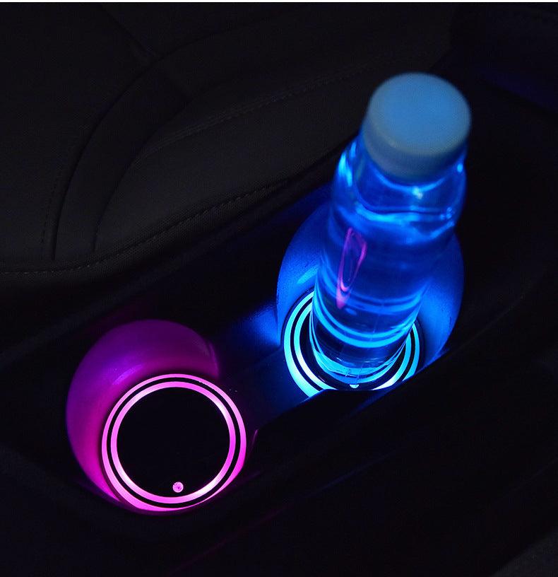 Colorful Cup Holder LED Light-up Coaster Solar & USB Charging Non-slip Coaster Ambient Light For Car Automatically - US Style Inc.