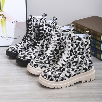 Women's Leopard Print Martin Boots