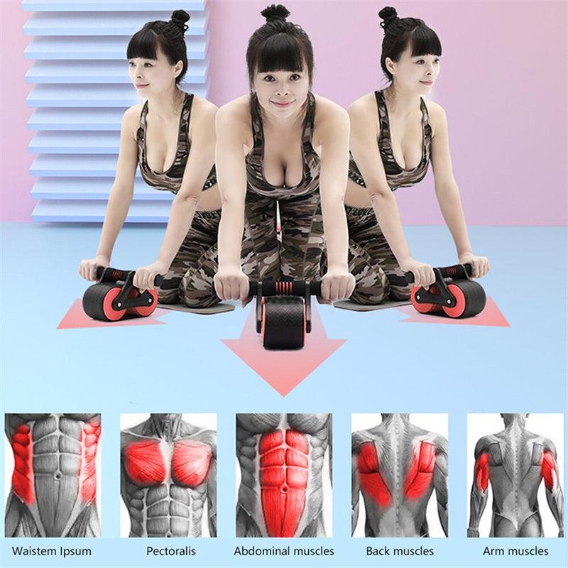 Double Wheel Abdominal Exerciser Women Men Automatic Rebound Ab Wheel Roller Waist Trainer Gym Sports Home Exercise Devices - US Style Inc.