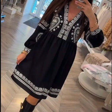 Retro Loose Autumn Clothing Long Sleeve Dress