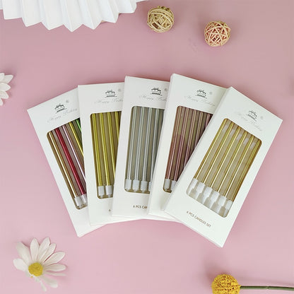 Electroplating Pencil Candle Straight Rod Birthday Gold Champagne Gold Color Wedding Party Decoration