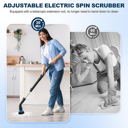 Electric Spin Scrubber, Cordless Cleaning Brush With 4 Replaceable Brush Heads And Adjustable Extension Handle Power Shower Scrubber For Bathroom, Kitchen, Tub, Tile, Floor - US Style Inc.