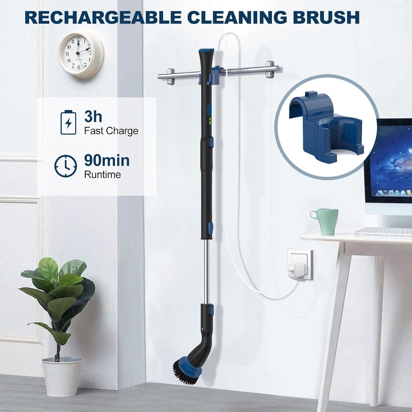 Electric Spin Scrubber, Cordless Cleaning Brush With 4 Replaceable Brush Heads And Adjustable Extension Handle Power Shower Scrubber For Bathroom, Kitchen, Tub, Tile, Floor - US Style Inc.