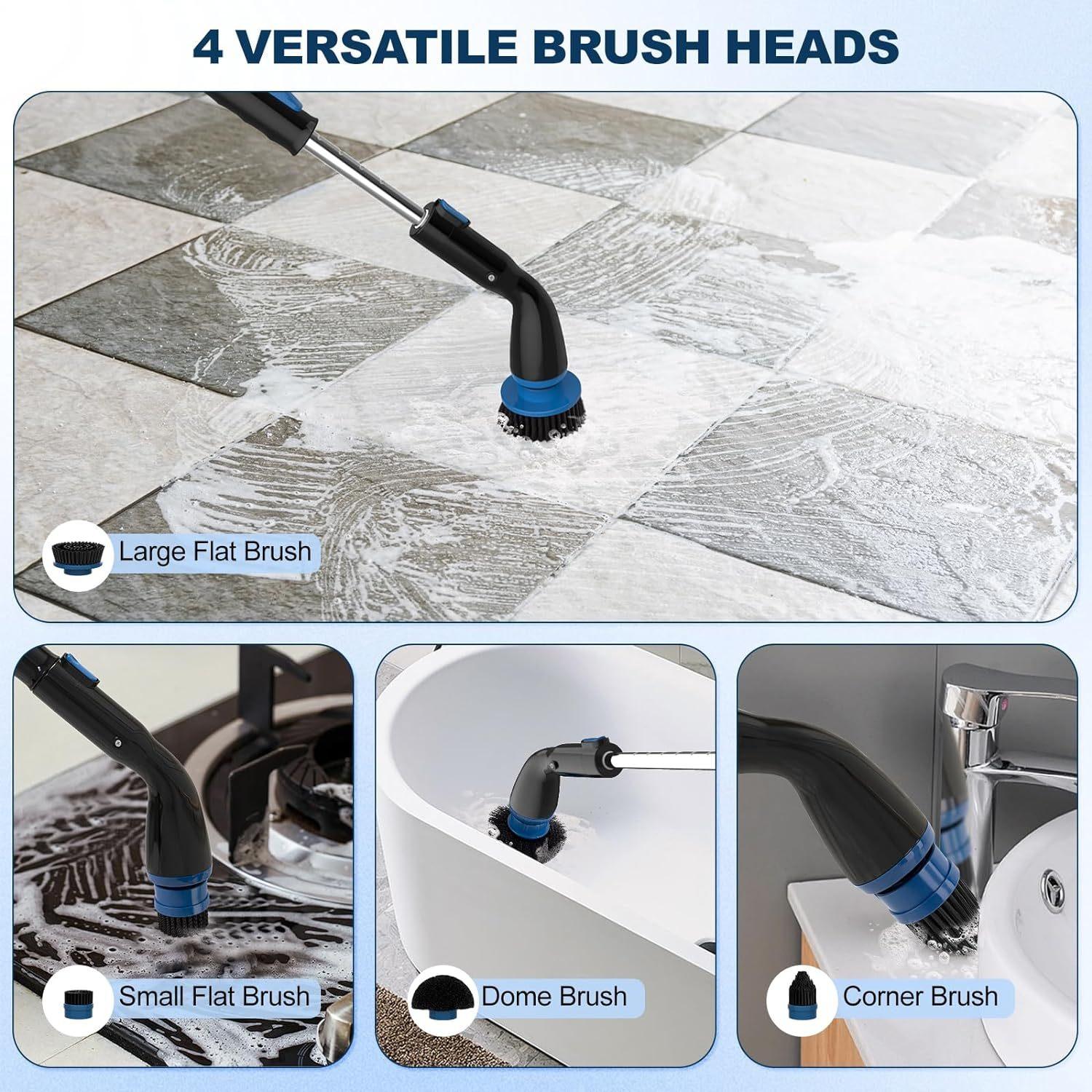 Electric Spin Scrubber, Cordless Cleaning Brush With 4 Replaceable Brush Heads And Adjustable Extension Handle Power Shower Scrubber For Bathroom, Kitchen, Tub, Tile, Floor - US Style Inc.