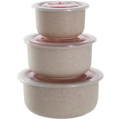 3pcs Lightweight Wheat Straw Bowl For Food Storage Cereal Desserts, Reusable Cutlery, Can Be Used As Fruit Snack Container