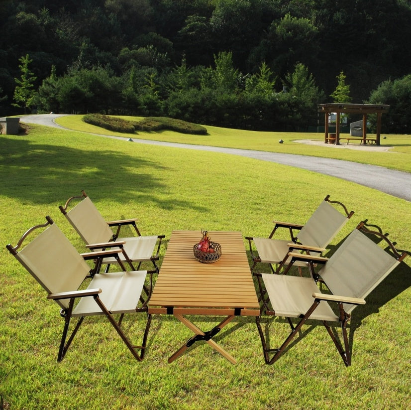 Wooden Multi Function Foldable DiningSet1 Table  4 Chairs  Indoor Outdoor Use
