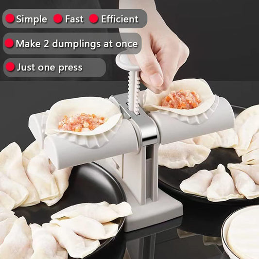 Manual Ravioli Press Machine Dumpling Press Set Double Heads Mold Make 2 At A Time Quick Dumpling Empanadas Pierogi Maker Tool For Home, Kitchen Restaurant 2in1 - US Style Inc.