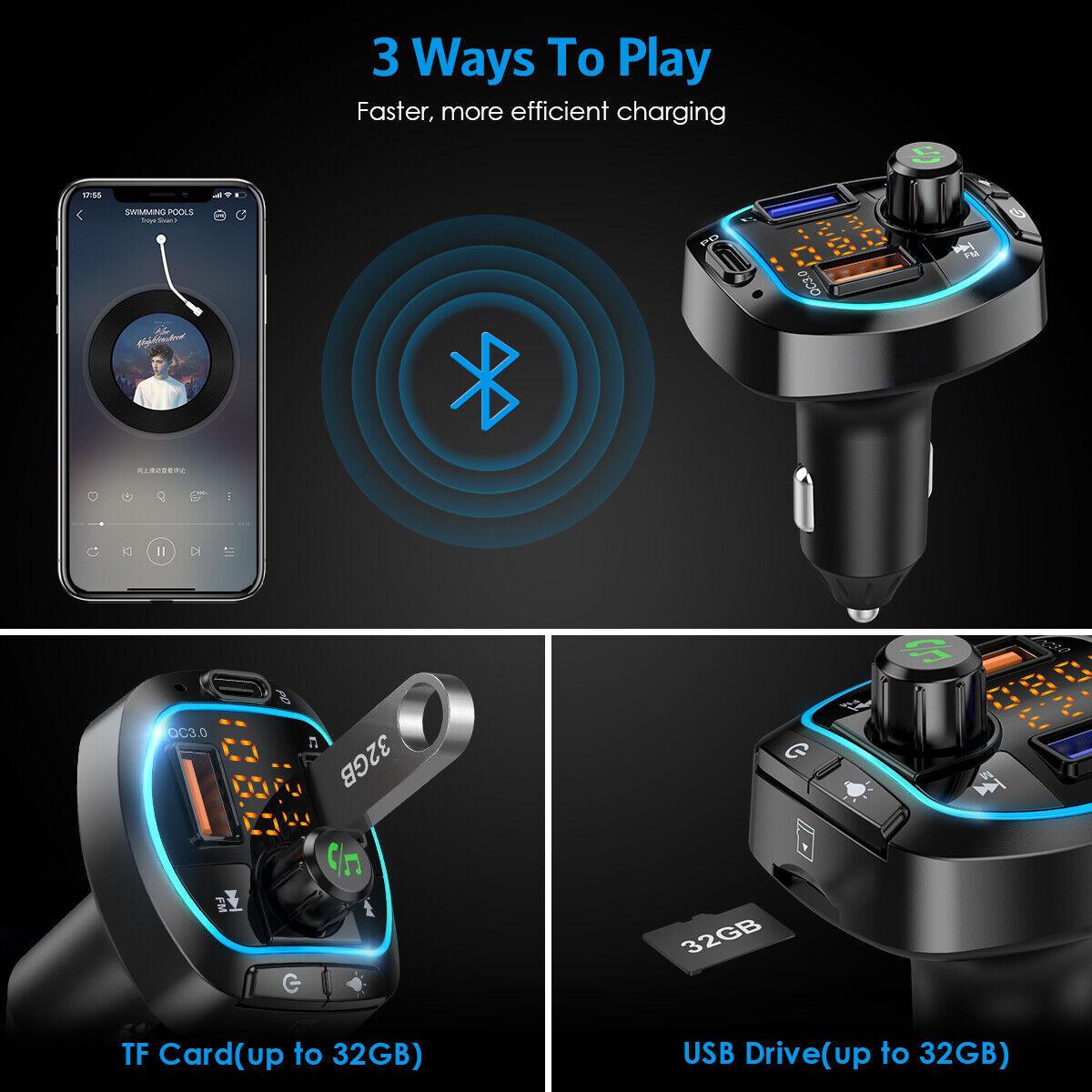 NEW FM Transmitter Bluetooth 5.0 Wireless Car 3USB Charger Handsfree Mp3 Player - US Style Inc.