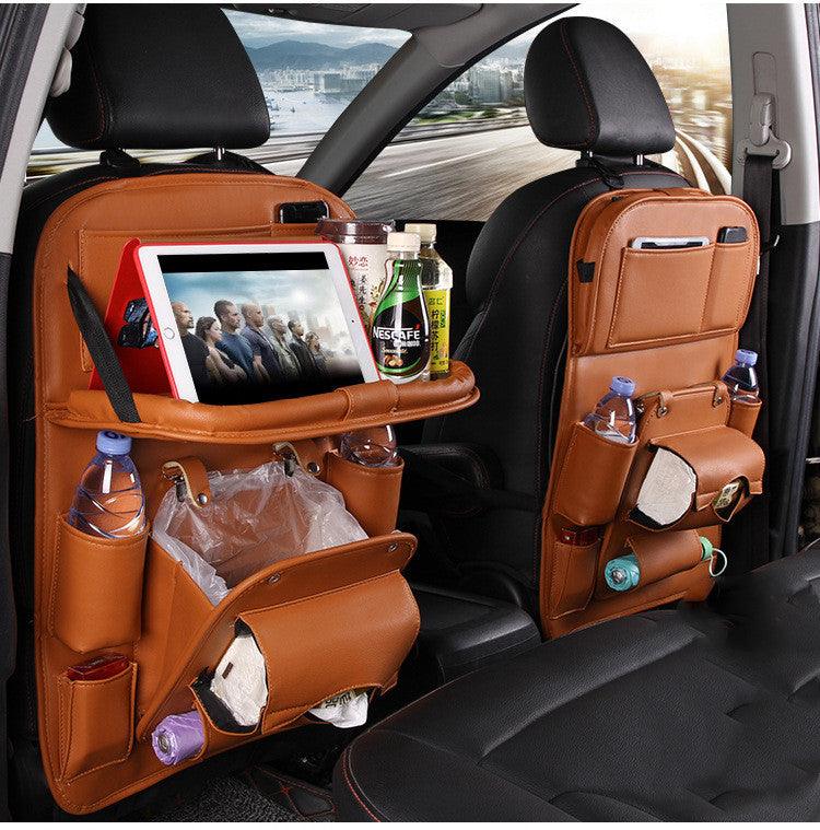 PU Leather Car Storage Bag Multifunction Seat Back Tray Hanging Bag Waterproof Car Organizer Automotive Interior Accessories - US Style Inc.