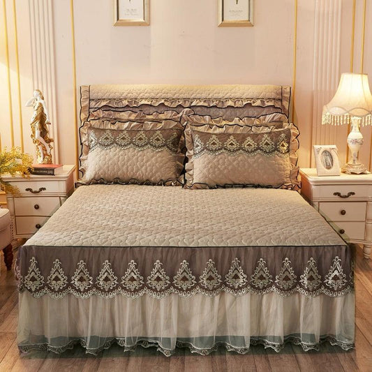 Quilted Lace Bed Skirt Thickened Plus Cotton Bedspread Single Piece Simmons Bed Cover Bed Circumference 1.8m Bed - US Style Inc.