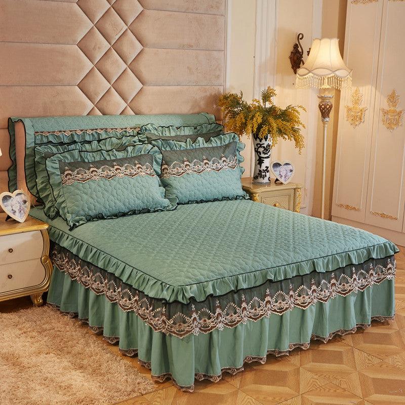 Quilted Lace Bed Skirt Thickened Plus Cotton Bedspread Single Piece Simmons Bed Cover Bed Circumference 1.8m Bed - US Style Inc.