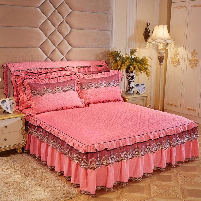 Quilted Lace Bed Skirt Thickened Plus Cotton Bedspread Single Piece Simmons Bed Cover Bed Circumference 1.8m Bed - US Style Inc.