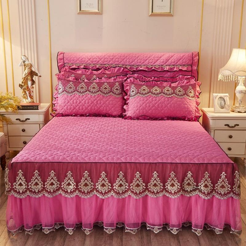 Quilted Lace Bed Skirt Thickened Plus Cotton Bedspread Single Piece Simmons Bed Cover Bed Circumference 1.8m Bed - US Style Inc.