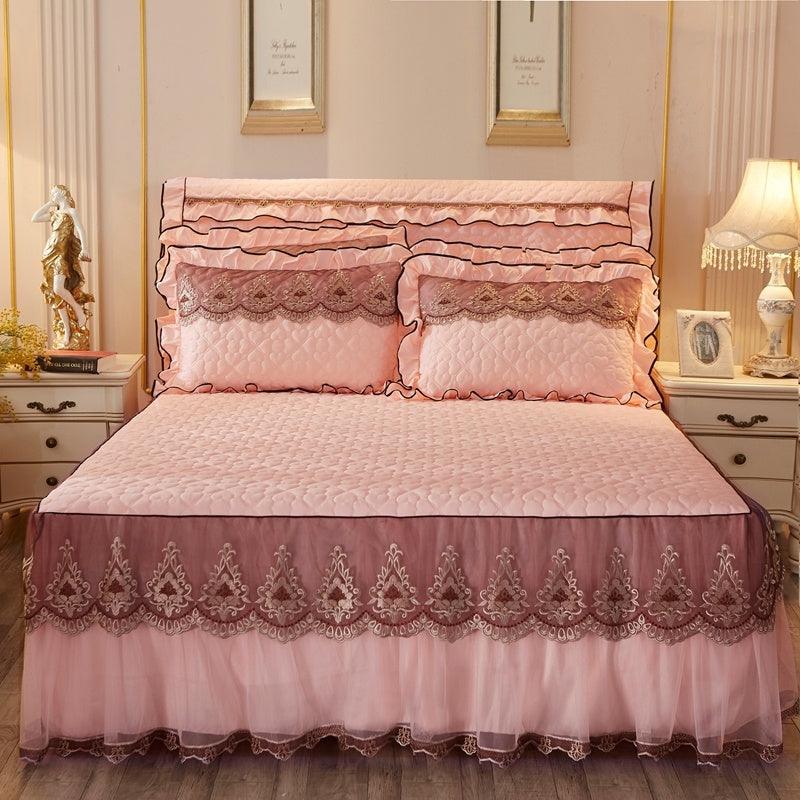 Quilted Lace Bed Skirt Thickened Plus Cotton Bedspread Single Piece Simmons Bed Cover Bed Circumference 1.8m Bed - US Style Inc.