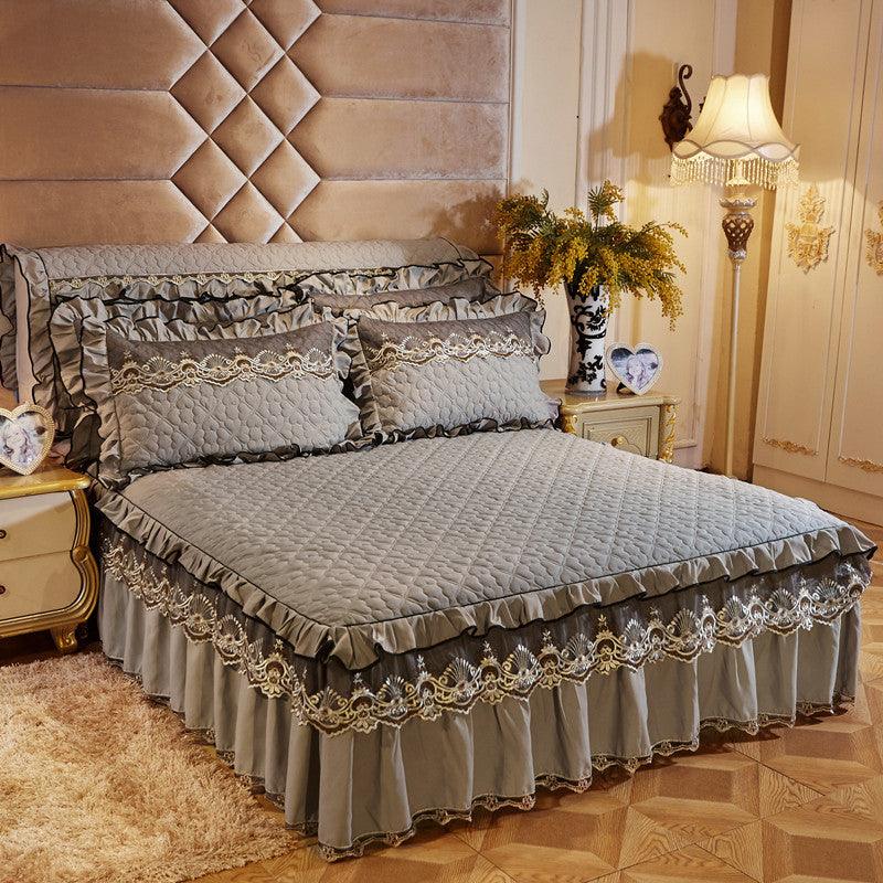 Quilted Lace Bed Skirt Thickened Plus Cotton Bedspread Single Piece Simmons Bed Cover Bed Circumference 1.8m Bed - US Style Inc.