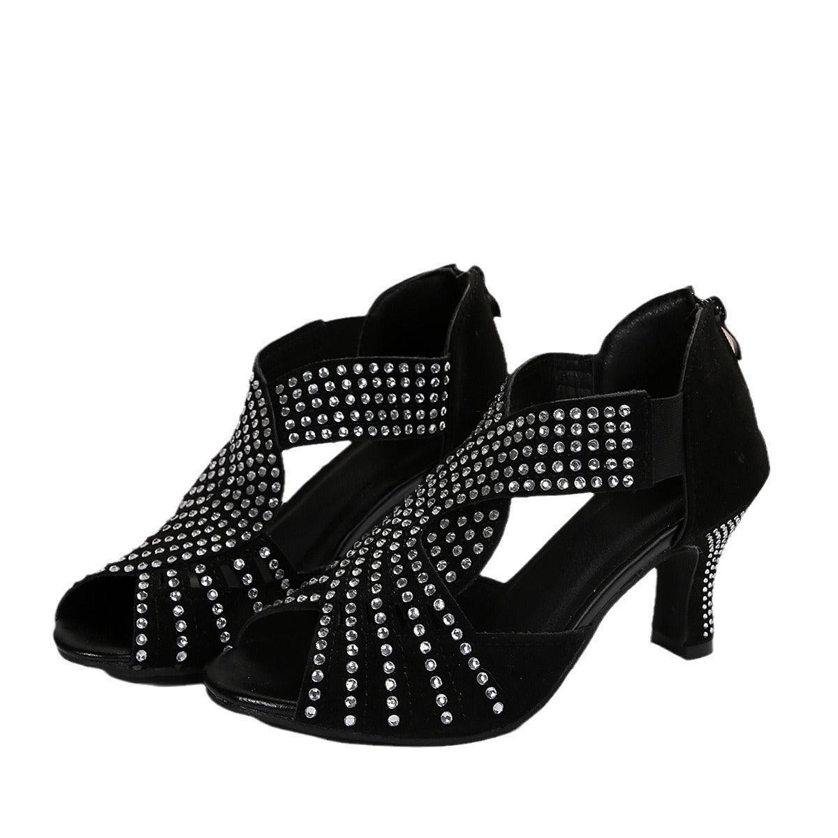 Spring And Summer New Rhinestone High-heeled Peep Toe Sandals - US Style Inc.