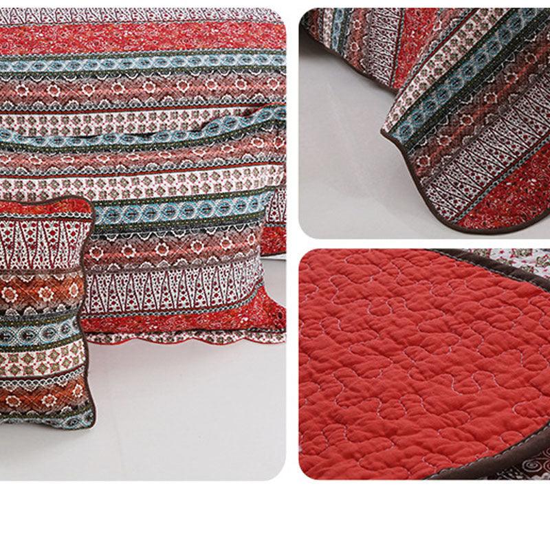 Three piece set of cotton and linen style cotton wash quilt - US Style Inc.