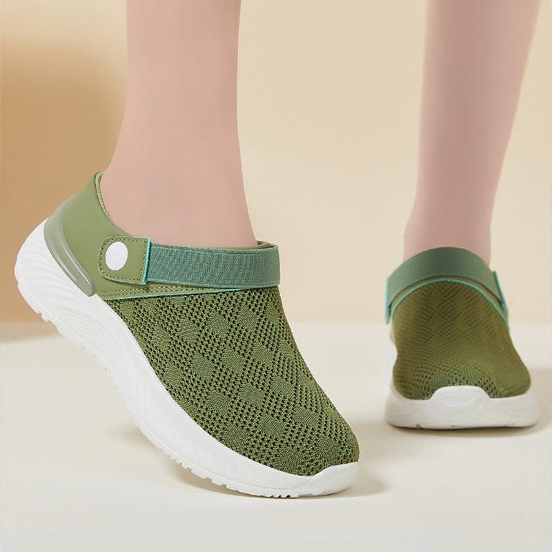 Women's Mesh Sandals Summer Breathable Lazy Slippers One-step Round Toe Half-slip Shoes - US Style Inc.