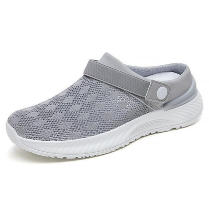 Women's Mesh Sandals Summer Breathable Lazy Slippers One-step Round Toe Half-slip Shoes - US Style Inc.